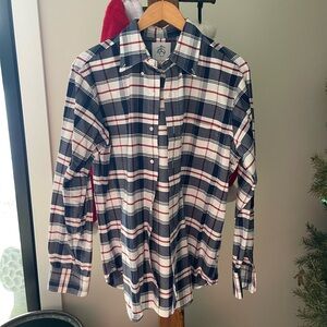 ￼￼ BLACK FLEECE Size L Plaid Cotton Oxford Long Sleeve Shirt brooks brothers